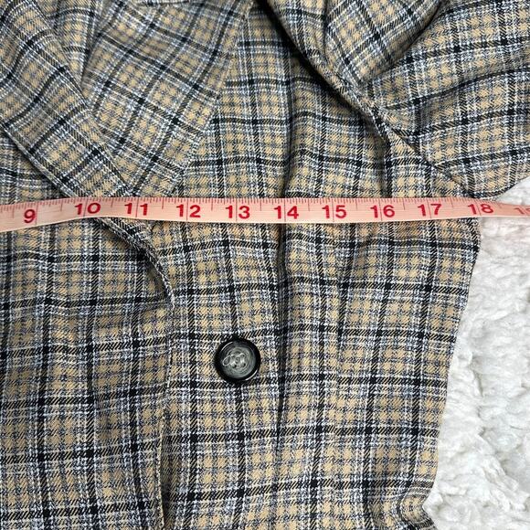 Wrapper Vintage Plaid Fitted Blazer Double Breasted Buttons Neutral Preppy O7 - Picture 6 of 10